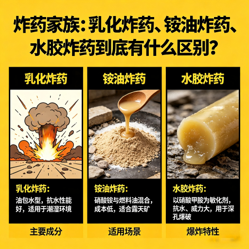 汝州炸药家族：乳化炸药、铵油炸药、水胶炸药到底有什么区别？